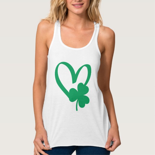 Camiseta Con Tirantes St Patrick's Day Shamrock Heart T-Shirt (Anverso)