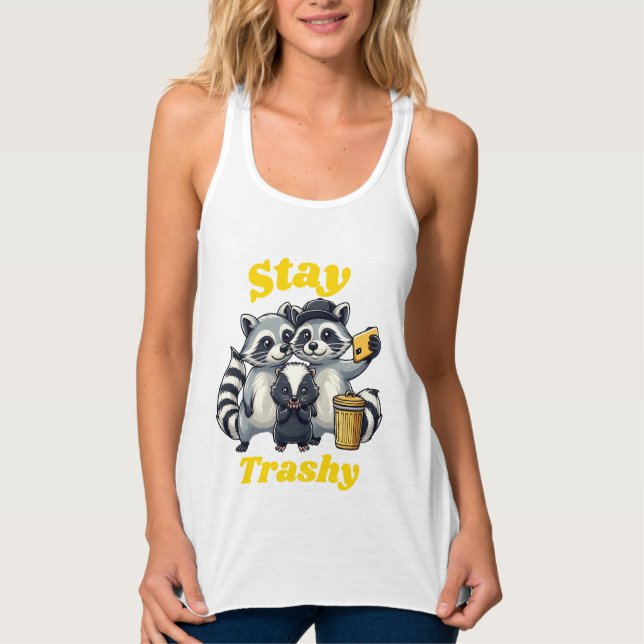 Camiseta Con Tirantes Stay Trashy Funny Raccoon, Opossum, Skunk funny (Anverso)
