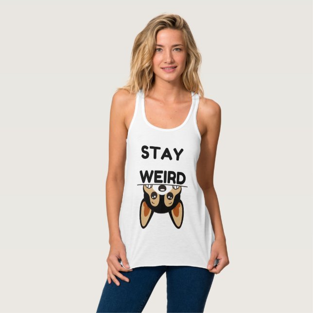 Camiseta Con Tirantes Stay Weird Funny Boston Terrier Cartoon Dog  (Anverso completo)