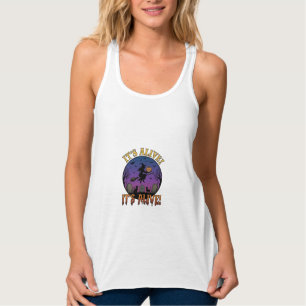 Camiseta Con Tirantes Su Halloween Bruja Calabaza Gato Negro Lápida Está