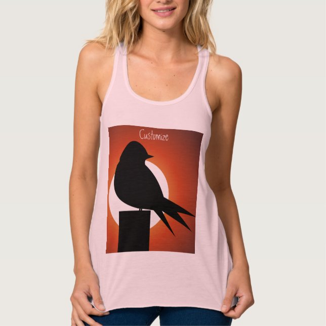 Camiseta Con Tirantes Sun Thunder_Cove de la silueta de pájaro negro (Anverso)