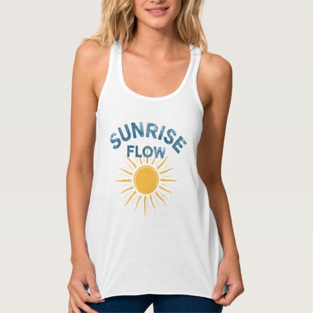 Camiseta Con Tirantes Sunrise Flow Retro Sun Graphic Print Vinyasa Yoga  (Anverso)