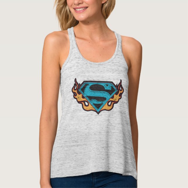 Camiseta Con Tirantes Supergirl Blue Logo with Flames (Anverso)