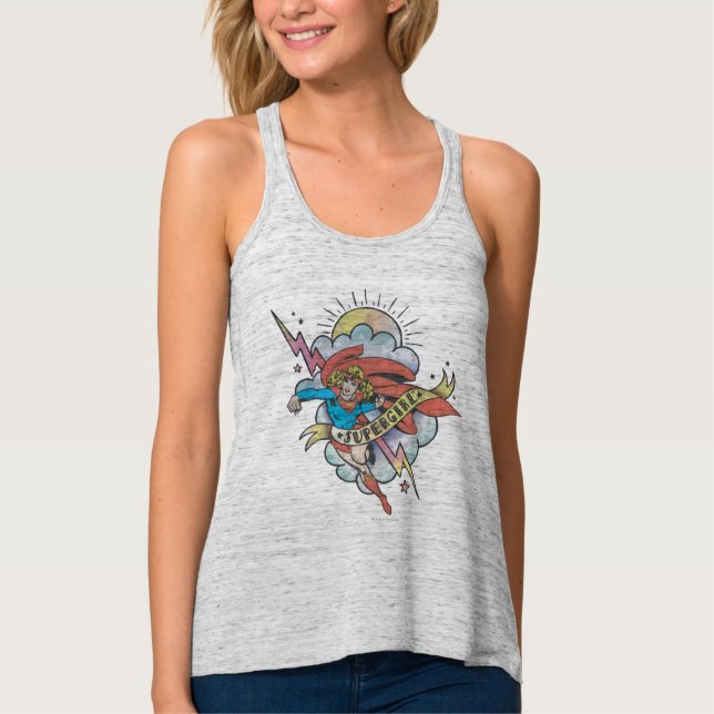 Camiseta Con Tirantes Supergirl Flying Lightning Tattoo (Anverso)