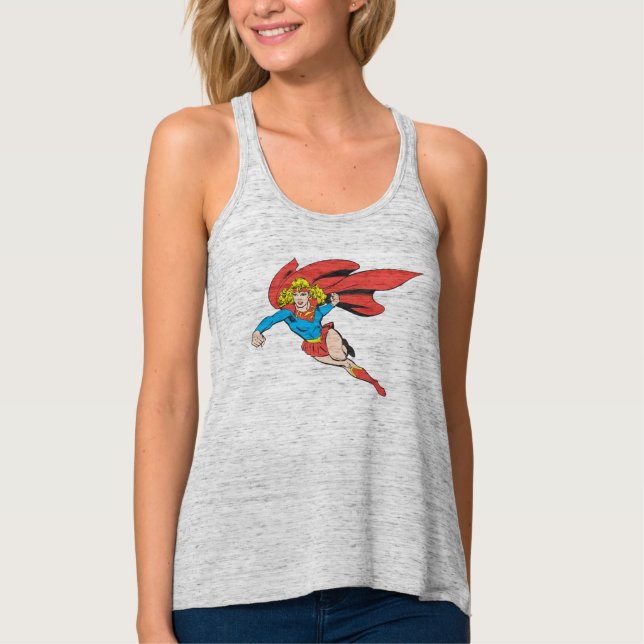 Camiseta Con Tirantes Supergirl Leaps and Punches (Anverso)