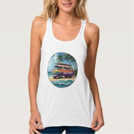 Camiseta Con Tirantes Surf Or Bust Groovy Retro Hippie Surfista Autobús 