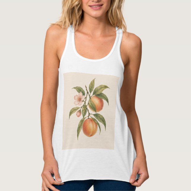 Camiseta Con Tirantes Sweet as a Peach | Vintage Peach Botanical Design (Anverso)