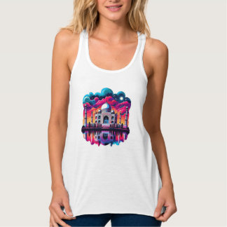 Camiseta Con Tirantes Taj Mahal bajo un hermoso cielo arco iris