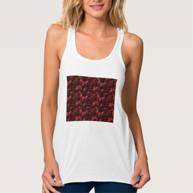 Camiseta Con Tirantes Tank de ajuste delgado de la rosa roja superior (Anverso)