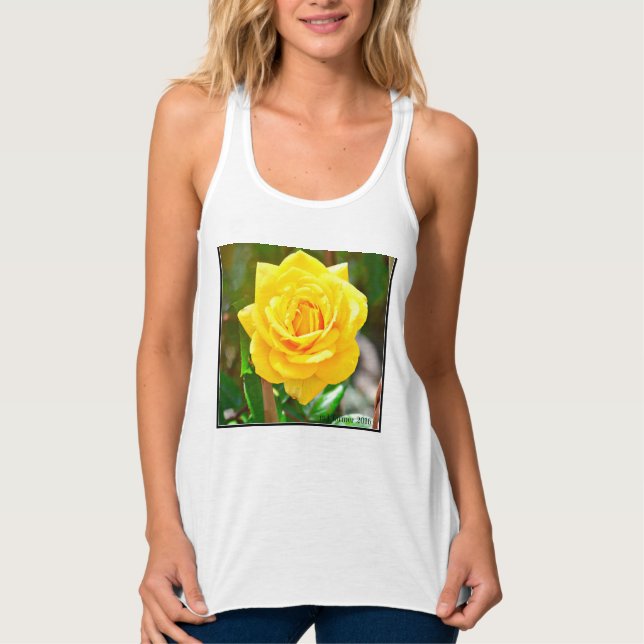 Camiseta Con Tirantes Tank de rosa amarillo superior (Anverso)
