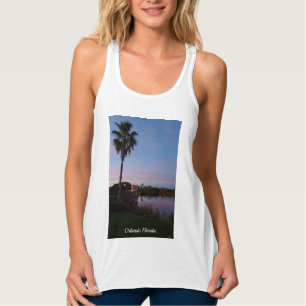Camiseta Con Tirantes Tanque de Noche Junto al Árbol de Palma