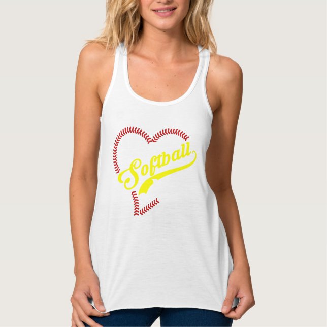 Camiseta Con Tirantes Tanque negro personalizado de Stitch Heart Softbal (Anverso)