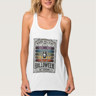 Camiseta Con Tirantes Telaraña de arcoíris de grabado retro espeluznante