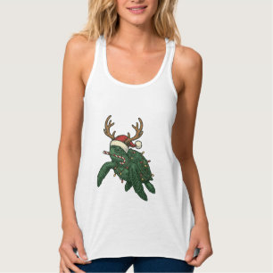 Camiseta Con Tirantes Tortuga Marina De Navidad Reno Grabado Antiguo De