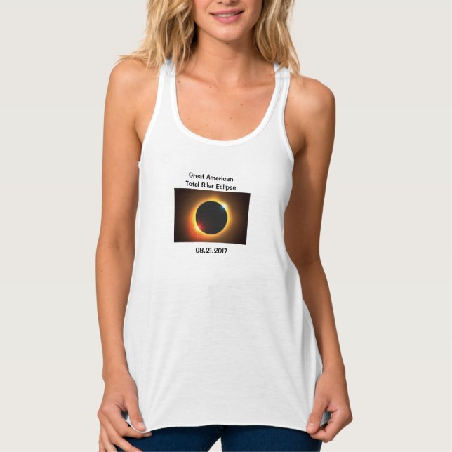 Camiseta Con Tirantes Total del tanque de eclipse solar superior (Anverso)