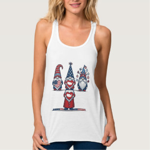 Camiseta Con Tirantes Trío de gnomos patrióticos diseño vectorial vintag