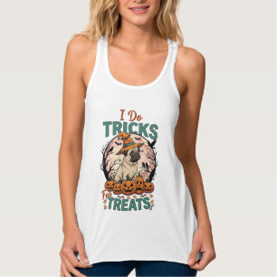 Camiseta Con Tirantes Trucos Golosinas Halloween Pug Sombrero de Bruja C