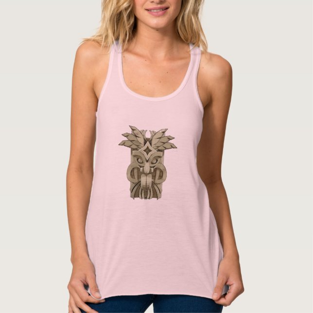Camiseta Con Tirantes Trueno de escultura tiki tallada (Anverso)