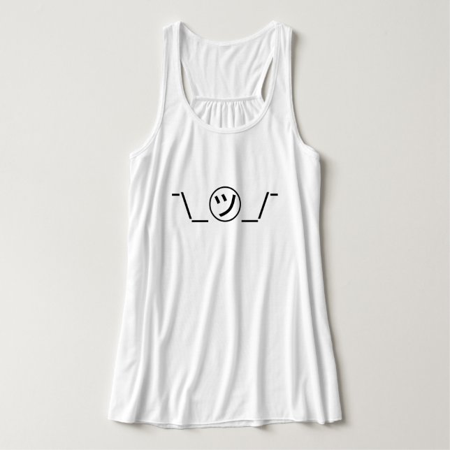 Camiseta Con Tirantes Tsu Kana Shrug Emoticon ¯\_ ㋡_/ Ø Kaomoji japonés (Diseño del anverso)