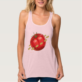 Camiseta Con Tirantes Un planeta de tomate con pizzas a su alrededor