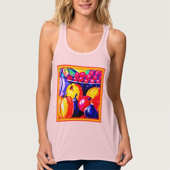 Camiseta Con Tirantes Una Impresionante Pintura De Aceite De Frutas. ¡Ha (Anverso)