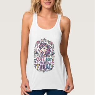 Camiseta Con Tirantes Unicornio Lindo pero Ligeramente Feral Fondo Blanc
