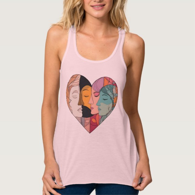 Camiseta Con Tirantes Unity Heart Diverse Faces Line Art Diversity  (Anverso)