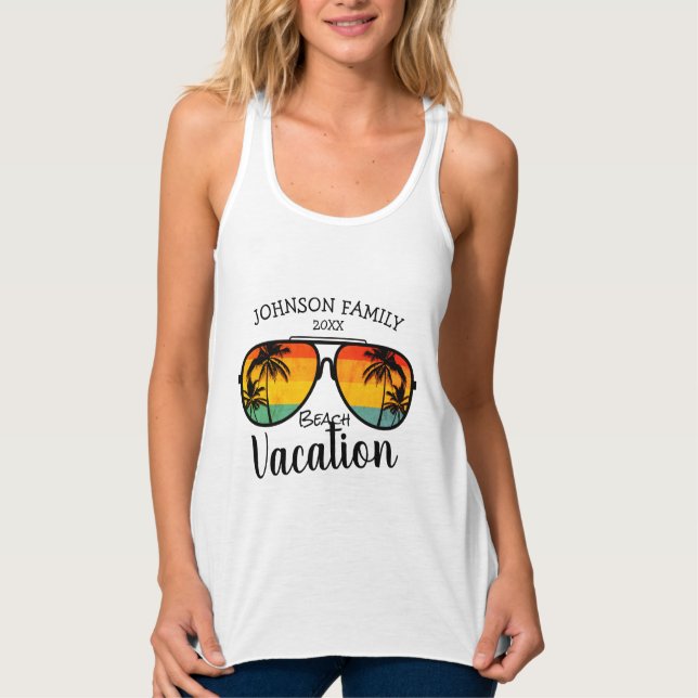 Camiseta Con Tirantes Vacaciones familiares de gafas de sol de árboles d (Anverso)