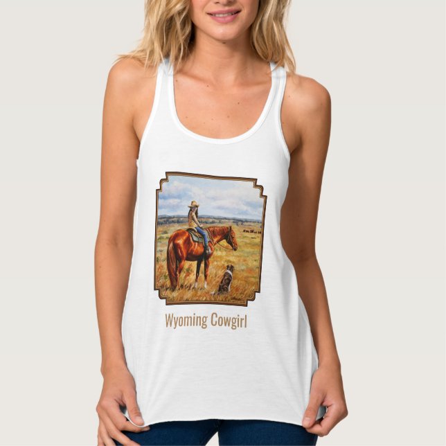 Camiseta Con Tirantes Vaquera Wyoming en Caballo de Ganado (Anverso)