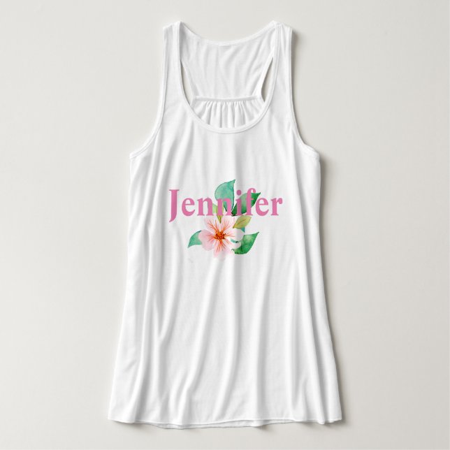 Camiseta Con Tirantes Vegetación floral tropical Añadir tu nombre (Diseño del anverso)