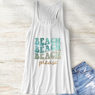 Camiseta Con Tirantes Verano de playa por favor retro azul y tan