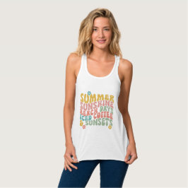 Camiseta Con Tirantes Verano Diciendo Retro Beach Helado Café Sunsets