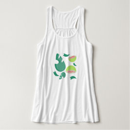 Camiseta Con Tirantes Verde Guayaba Rosa Verde Frutas Patrón