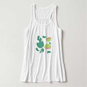 Camiseta Con Tirantes Verde Guayaba Rosa Verde Frutas Patrón