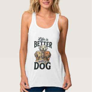 Camiseta Con Tirantes Vintage La Vida Es Mejor Con Un Perro Diseño Vecto