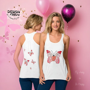Camiseta Con Tirantes Volar lejos de ser feliz tanque de mariposa brilla
