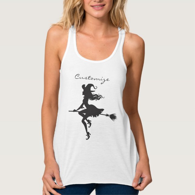 Camiseta Con Tirantes Witch Riding Broom Halloween Thunder_Cove (Anverso)