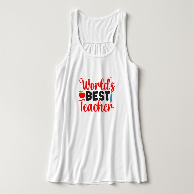 Camiseta Con Tirantes Worlds Best Teacher Apple School Gift (Diseño del anverso)