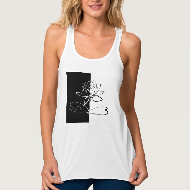 Camiseta Con Tirantes Yin Yang Black White Lotus Blossom (Anverso)