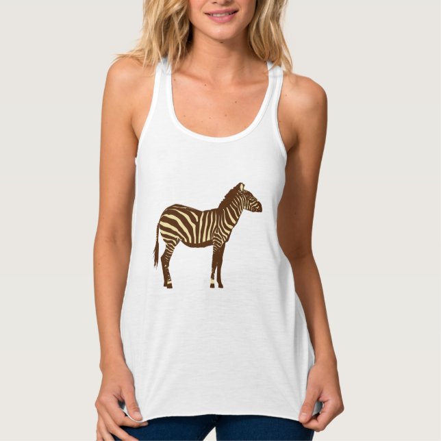 Camiseta Con Tirantes Zebra - Marrón chocolate y Tan camello (Anverso)