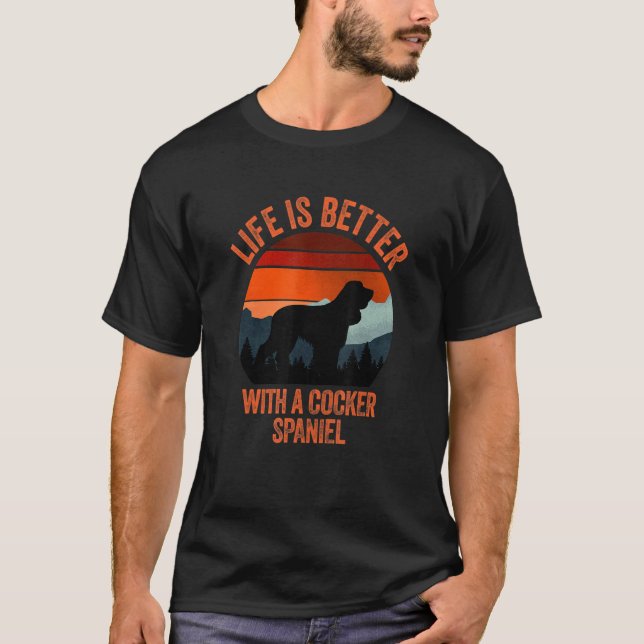 Camiseta Con Un Cocker Spaniel Vintage Molesto (Anverso)