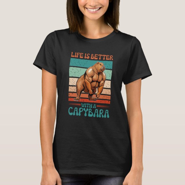 Camiseta Con un fisicoculturista de capybara (Anverso)