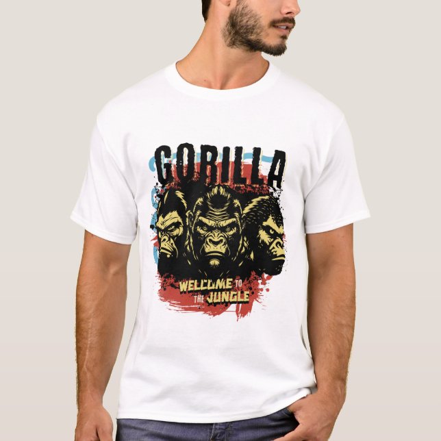 Camiseta con un fuerte diseño de gorila (Anverso)