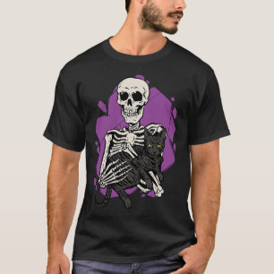 Camiseta Con Un Gato Negro Lazy Halloween Disstume Cráneo
