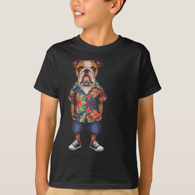 Camiseta Con Un Hawaiano Y Cortos (Anverso)