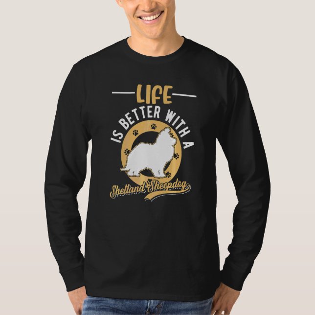 Camiseta Con un pastor de Shetland Sheltie (Anverso)