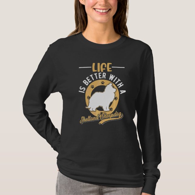 Camiseta Con un pastor de Shetland Sheltie (Anverso)