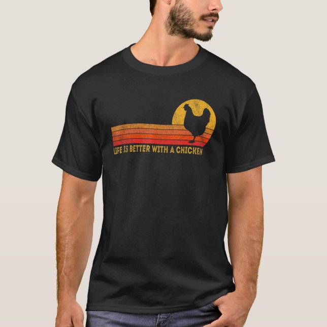 Camiseta Con un pollo  Pollo Retro (Anverso)