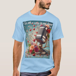 Camiseta Con Una Canción En Mi Corazón - Micrófono Retro