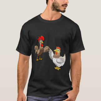 Camiseta con una gallina y un gallo